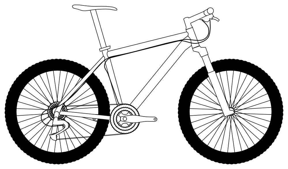 Bike black and white. Cycle clipart bicycle part