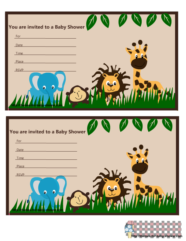 Free printable jungle invitations. Clipart birds baby shower