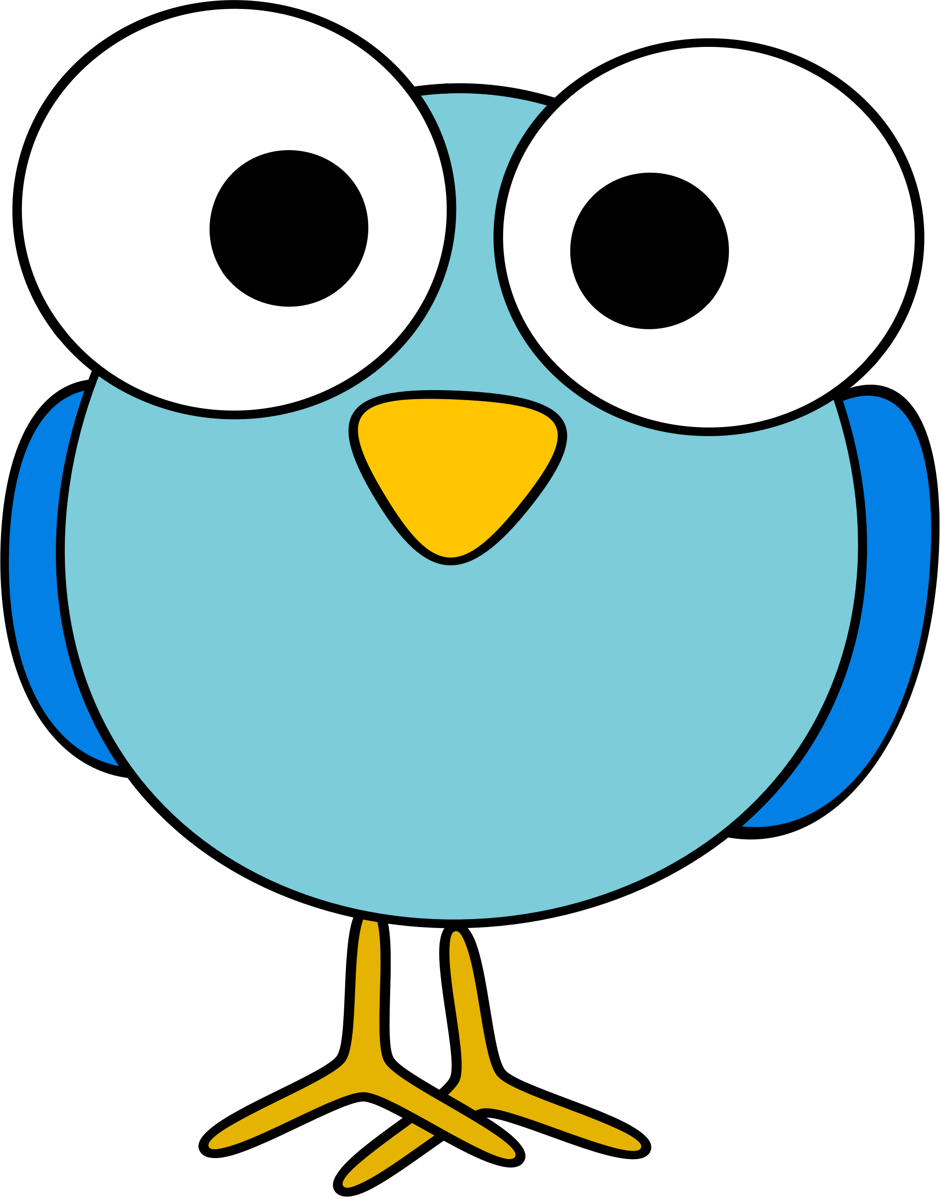 Blue googley eyed bird. Clipart eye simple