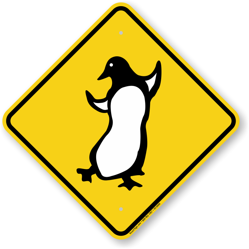 Clipart penguin walking. Dancing symbol crossing sign