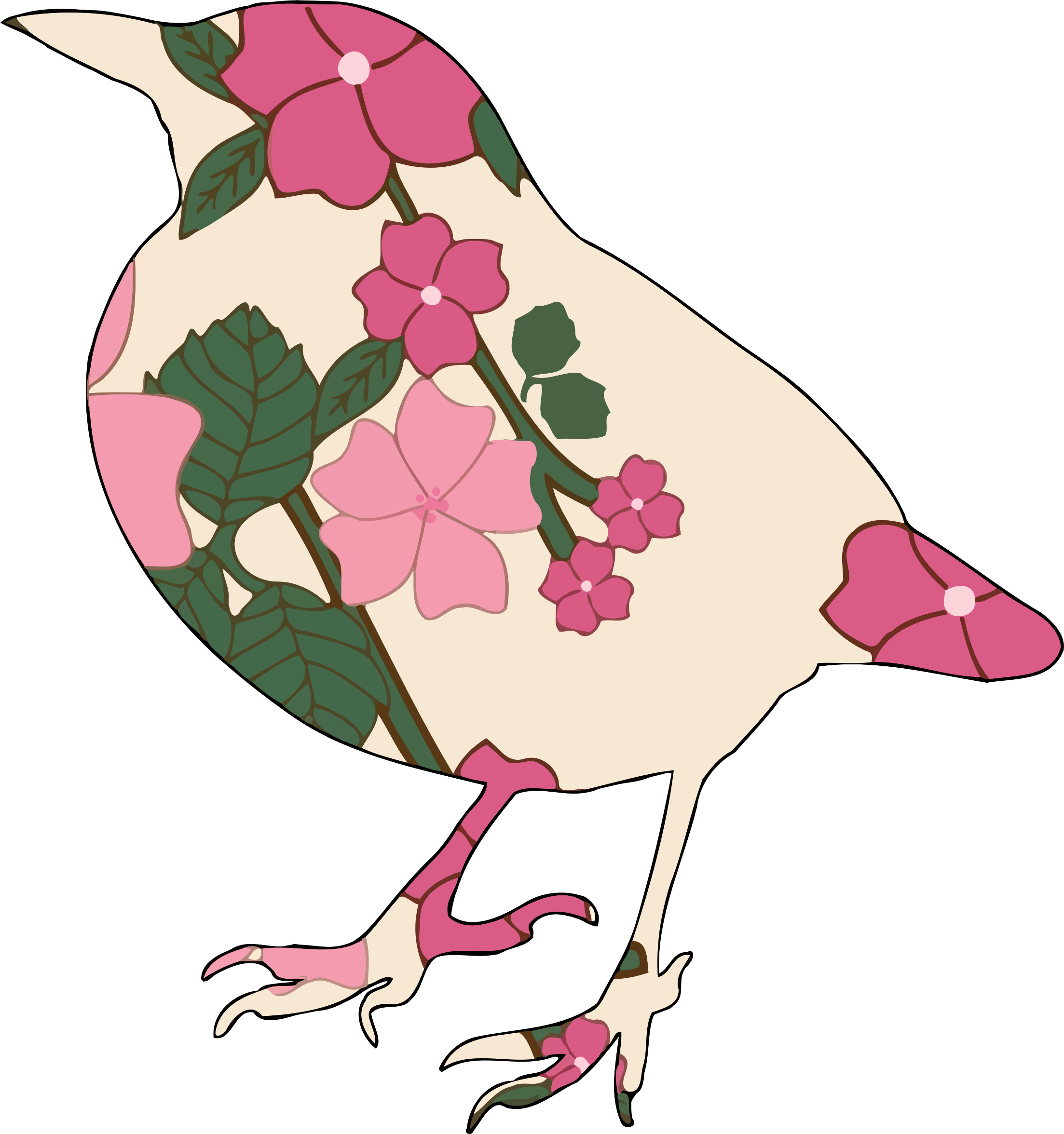 floral clipart bird