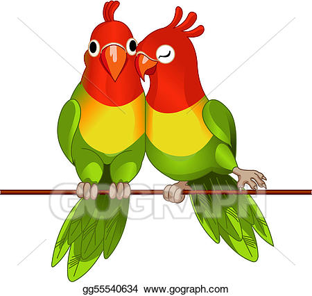 Clipart birds pair. Vector illustration of lovebirds