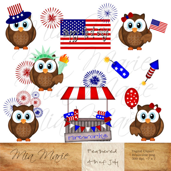 clipart owl 4th july