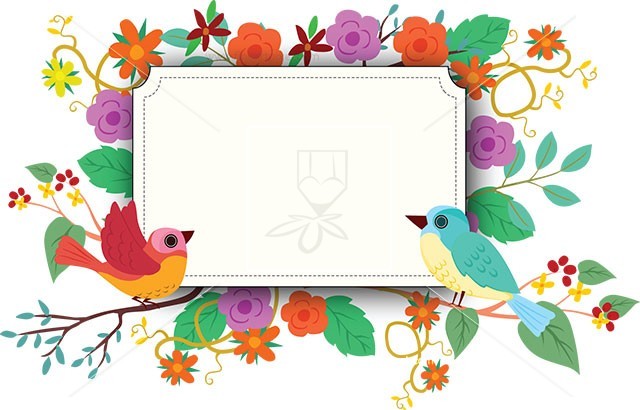 Clipart birds floral. With banner free vectors