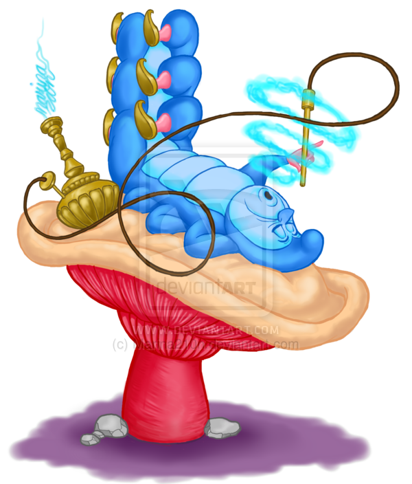 Cartoon caterpillar by marina. Mushroom clipart alice in wonderland mushroom