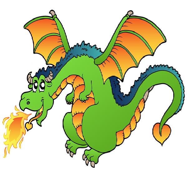 Cute dragons cartoon clip. Clipart fire face