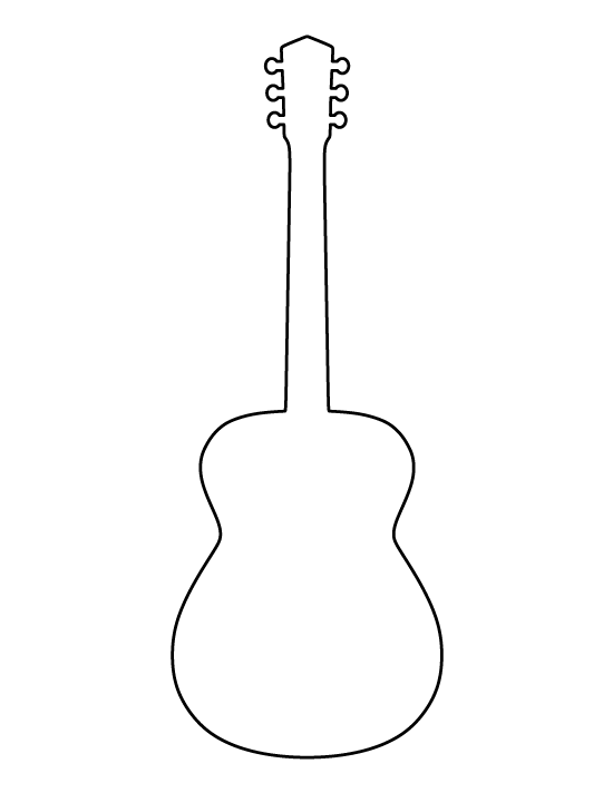 Acoustic cake template printable. Guitar clipart woman