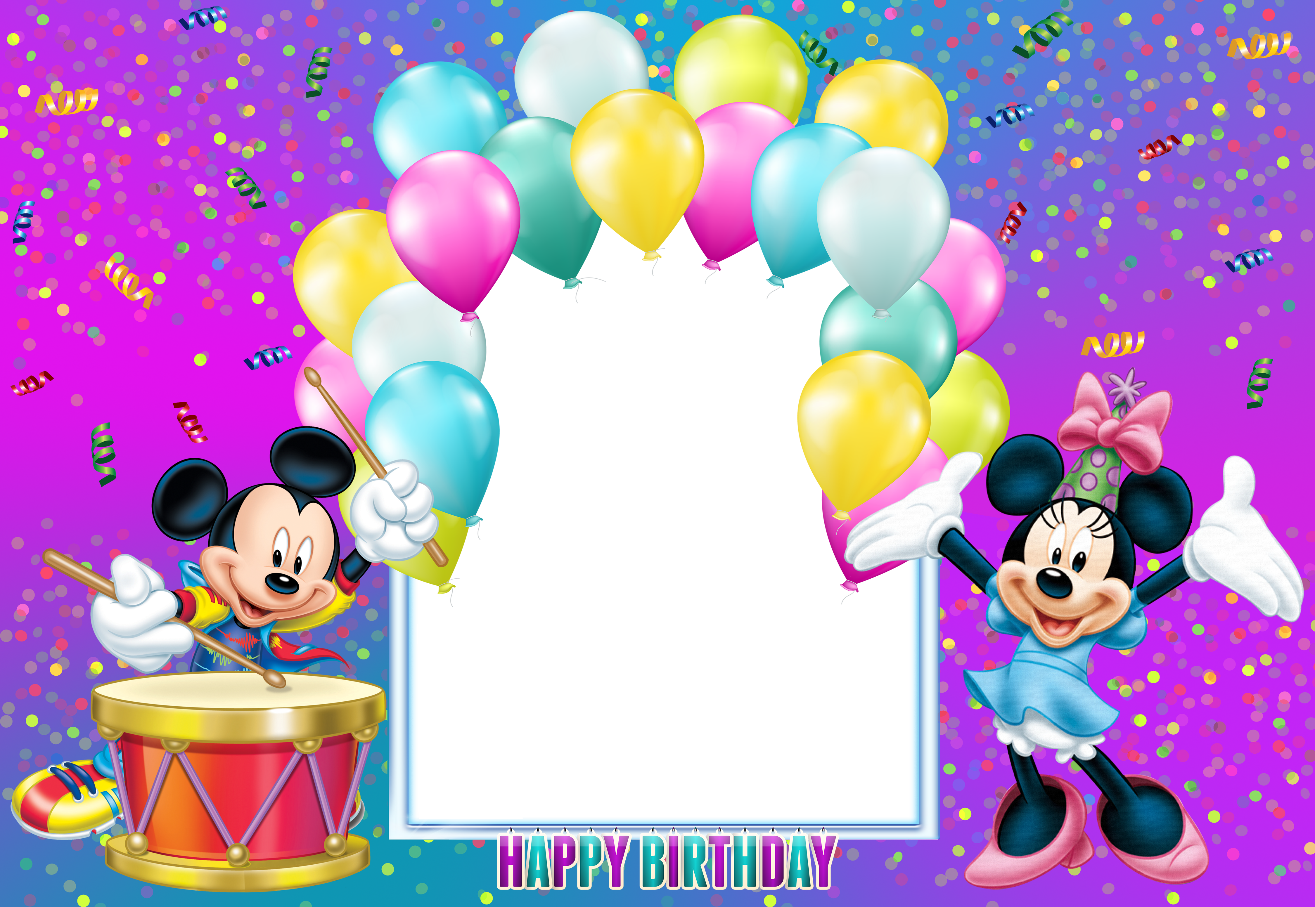 Happy birthday mickey mouse. Mice clipart purple