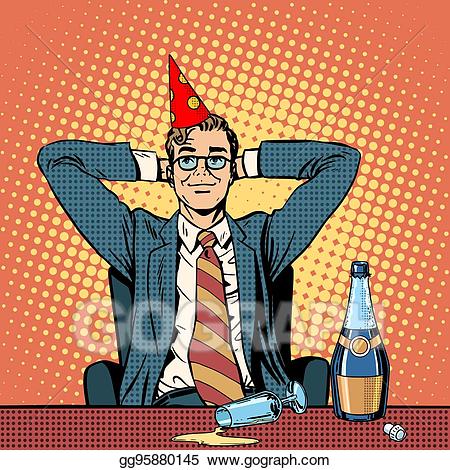 Clipart birthday office. Vector illustration in the