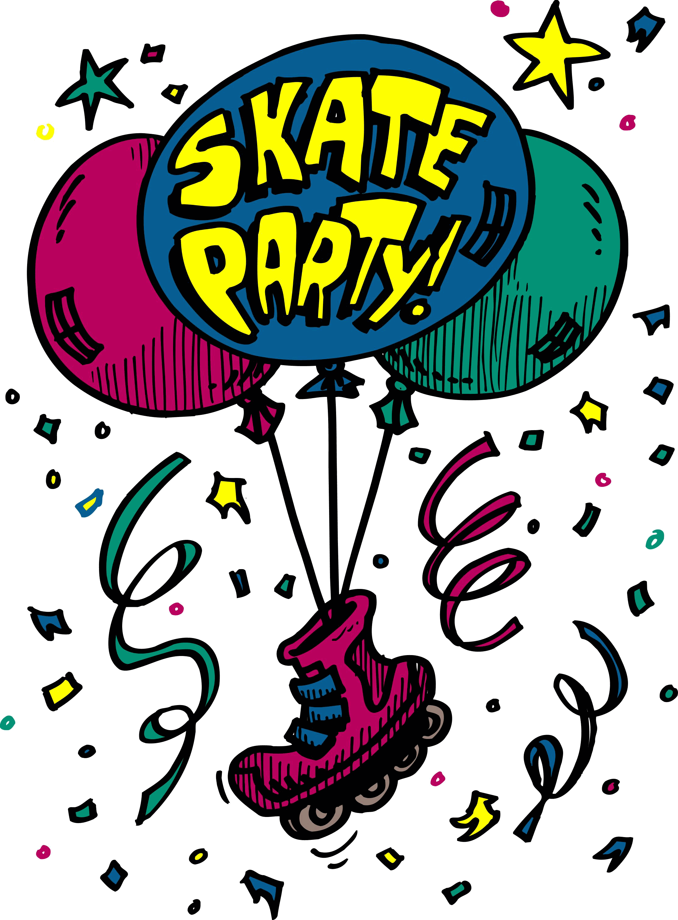 Skating party . Park clipart night clipart