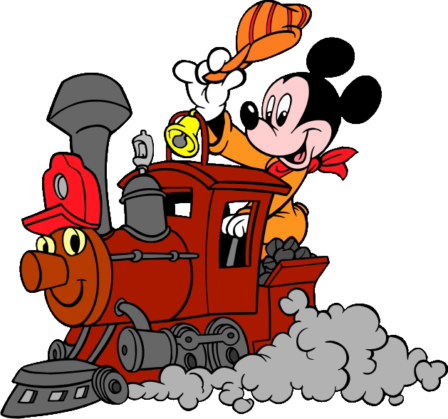 Mickey mouse driving clip. Engine clipart train conductor