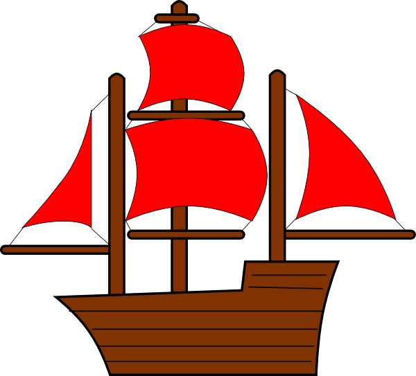 Clipart boat fire. Red pirate ship clip