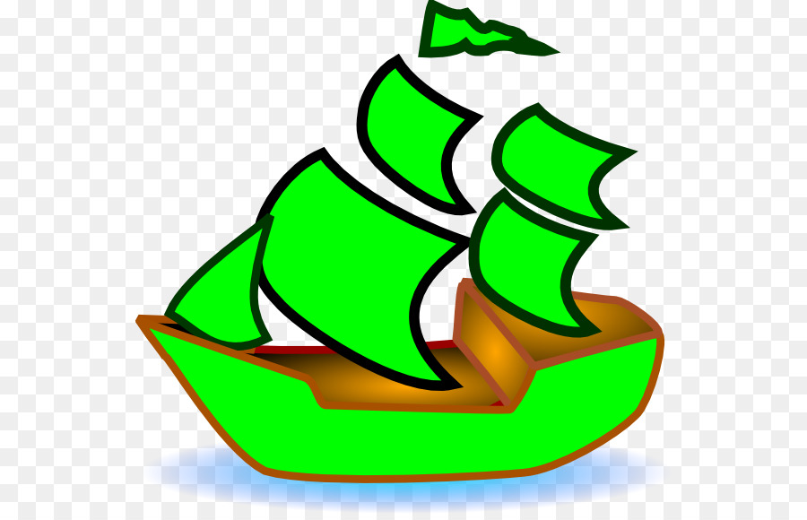 Green background sailboat . Clipart leaf boat