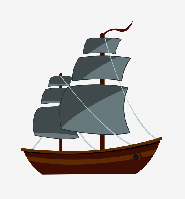 Clipart boat grey. Nautical sailing ship decoration