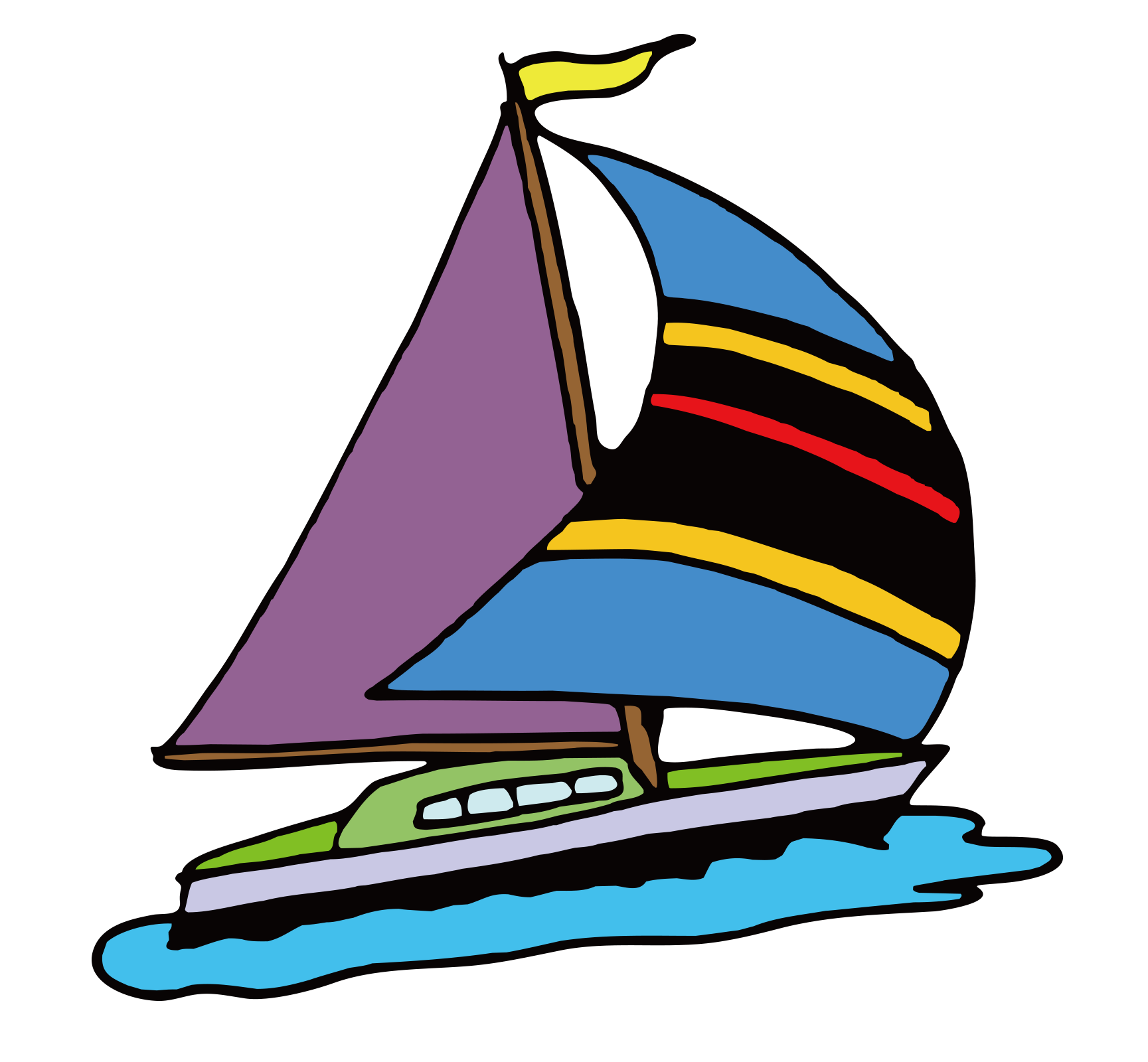 Sailing ship cartoon clip. Orange clipart sailboat