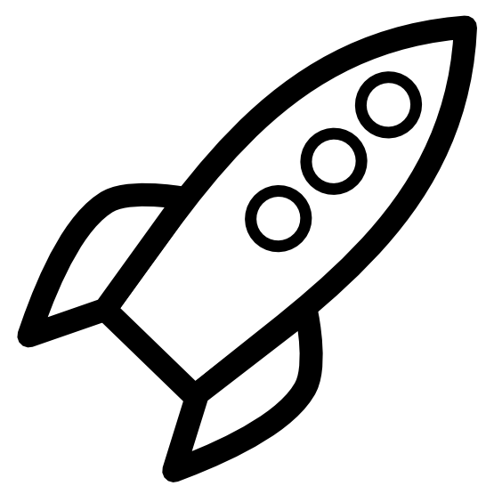 Icon black white scalable. Clipart rocket line art
