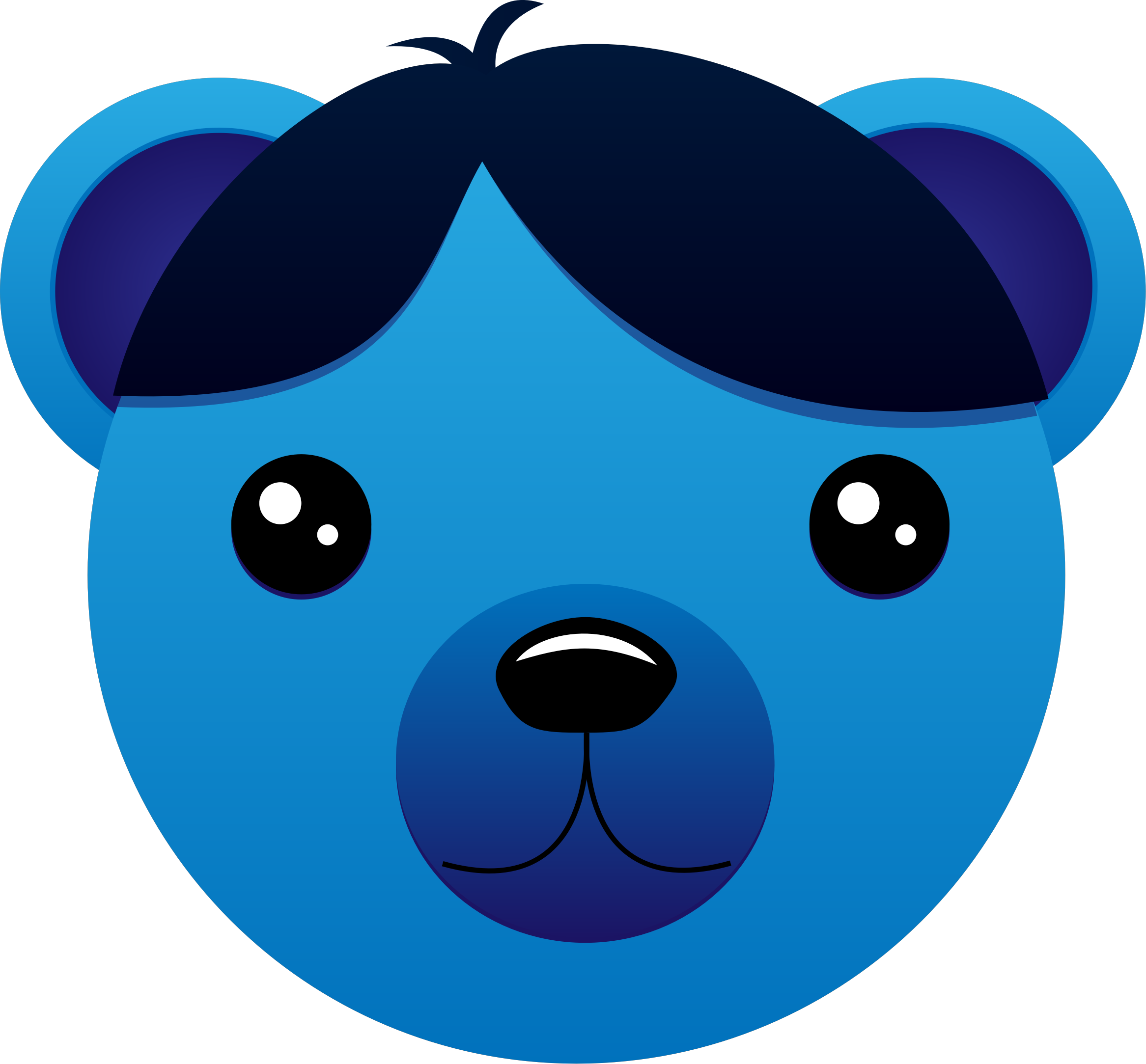 Hair clipart blue. Bear with parted big