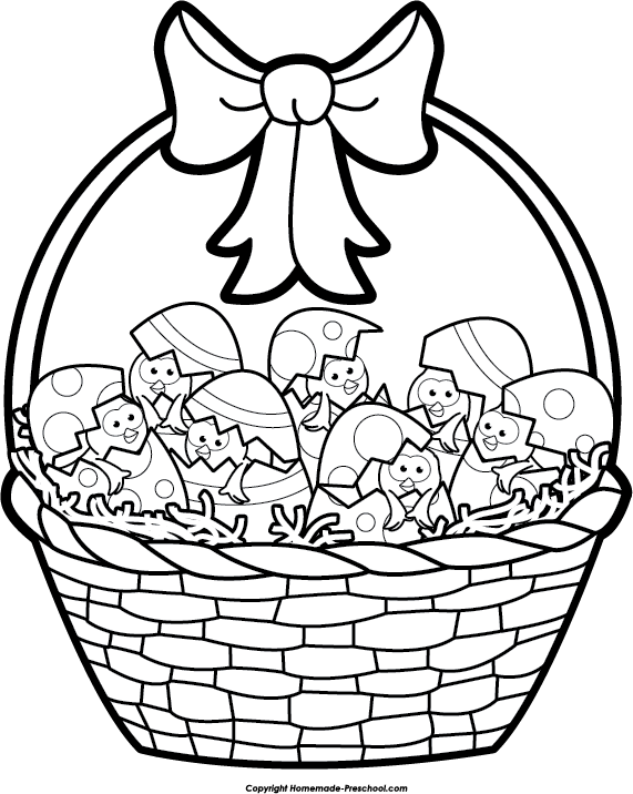 Coloring clipart basketball. Free easter basket click