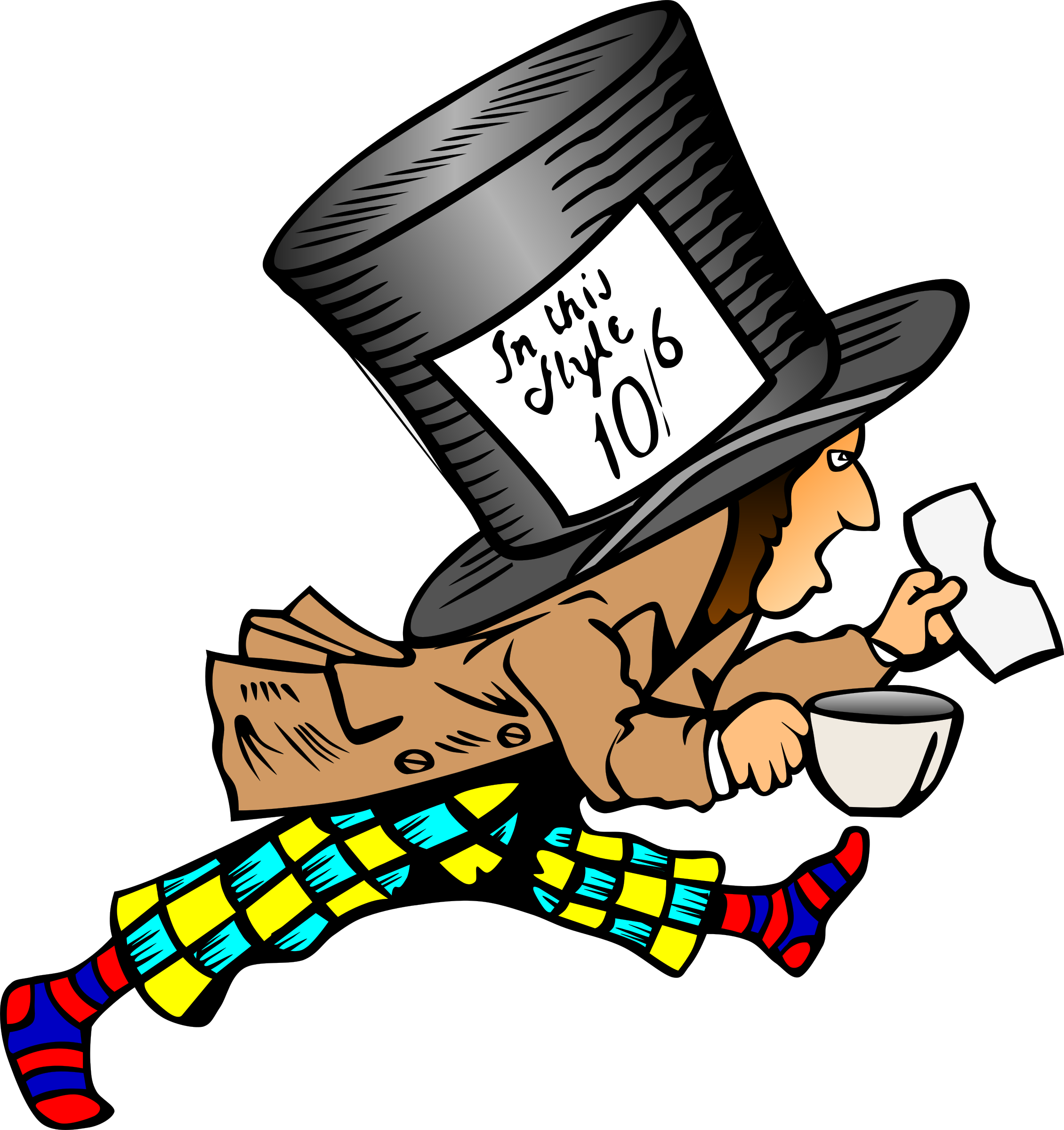Mad clipart transparent. Hatter with label on