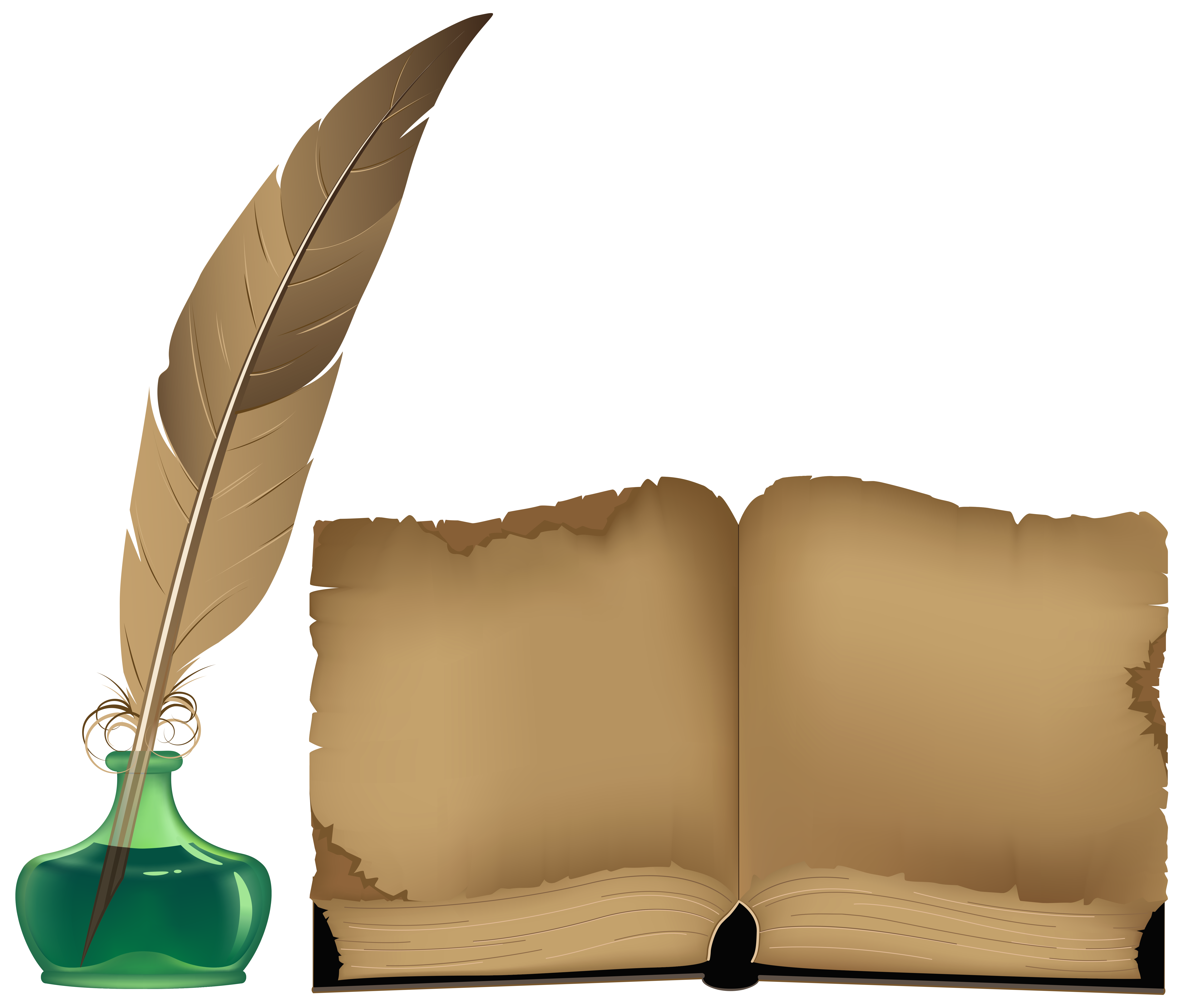 Pen clipart leaf. Ancient book and inkwell