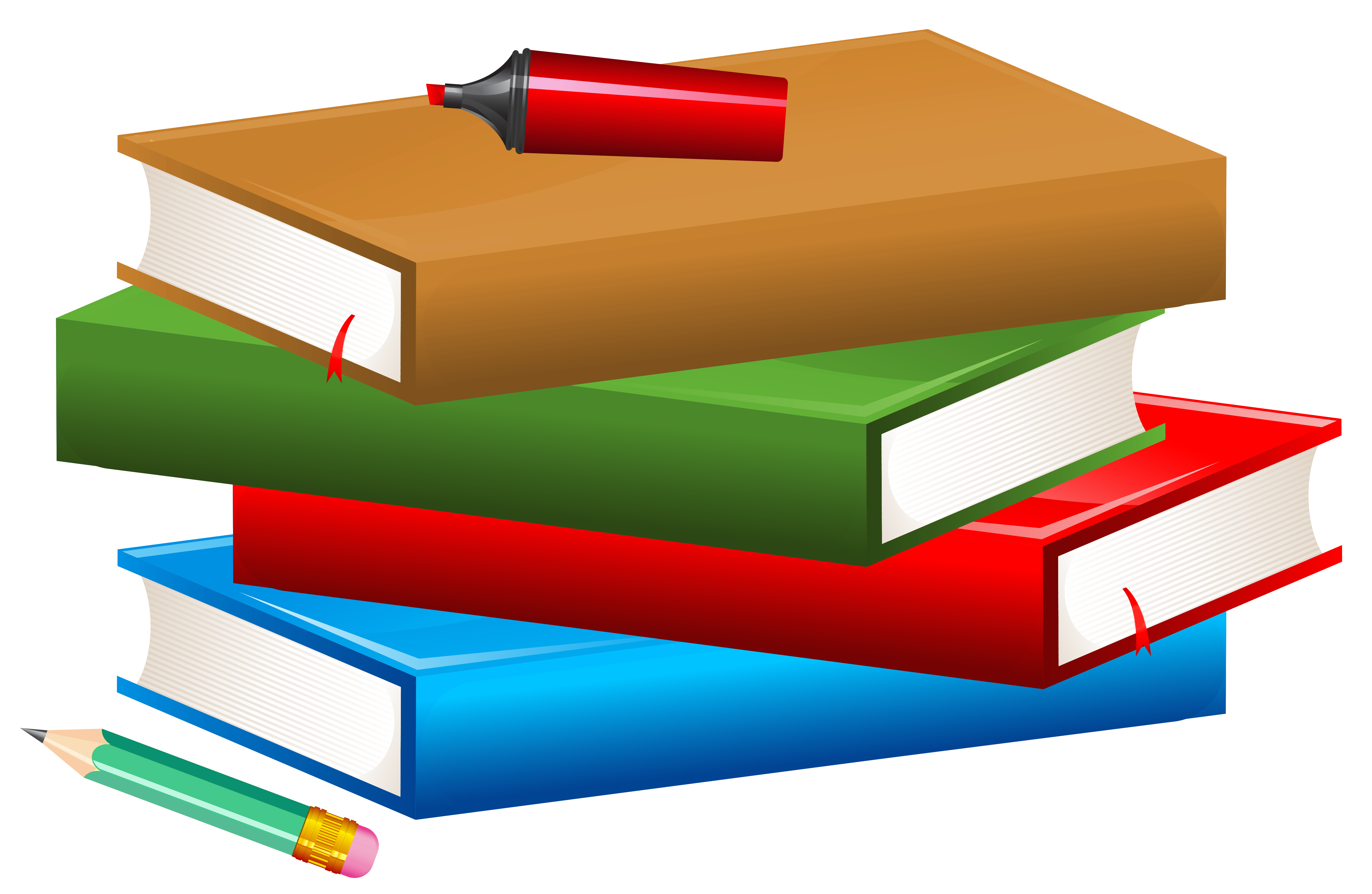 Clipart pencil education. Books with and marker