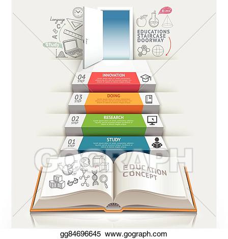 Education clipart step. Eps vector books infographics