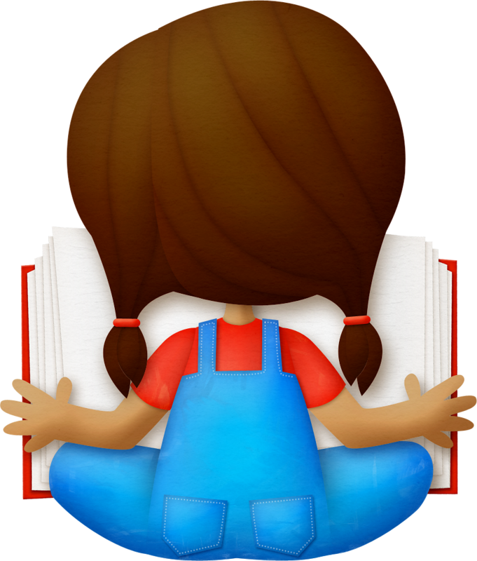 Clipart book story time. School girl with clip