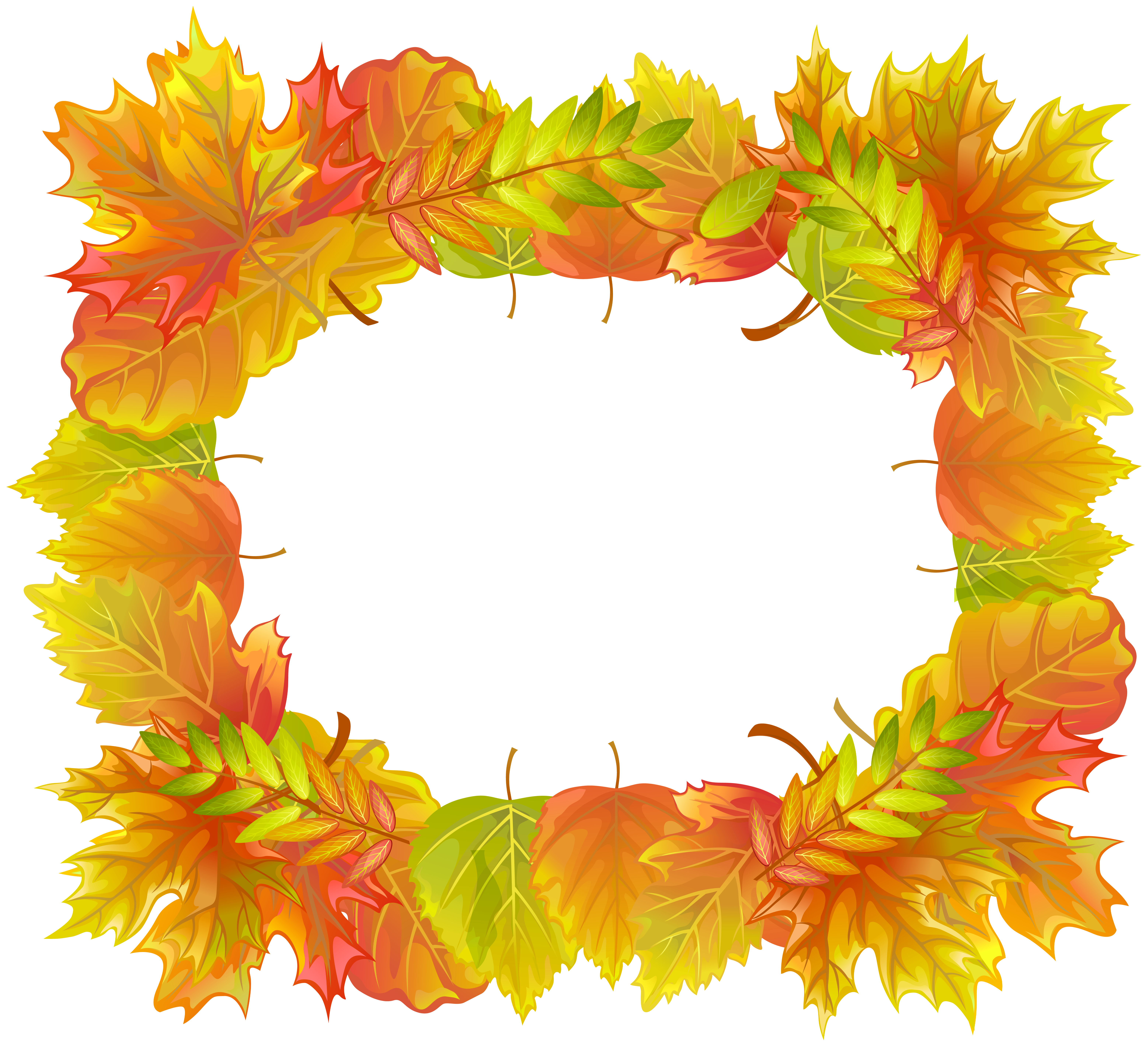 Fall frame png. Autumn leafs border clipart