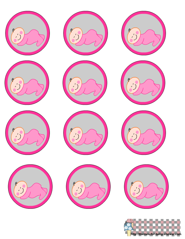 Clipart girl baby shower. Free printable round labels