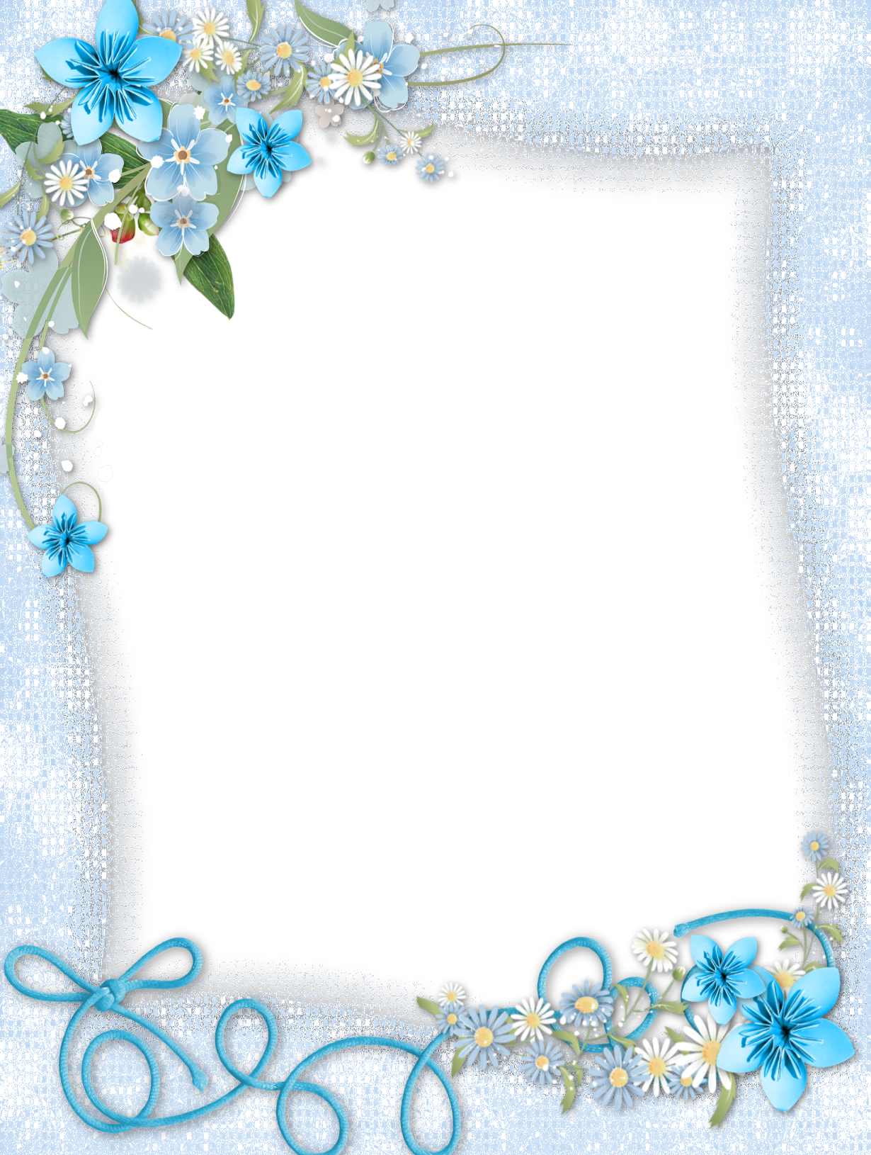 Transparent png frame with. Clipart border blue flower