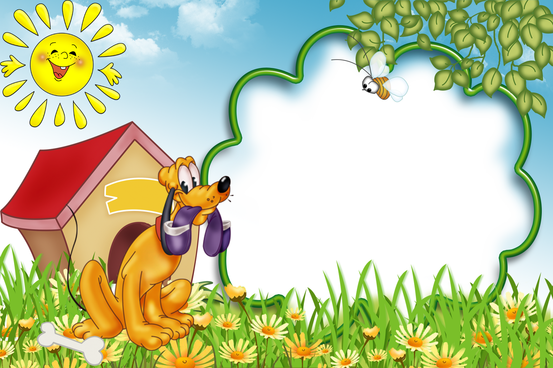 Kids transparent photo with. Dogs clipart picture frame