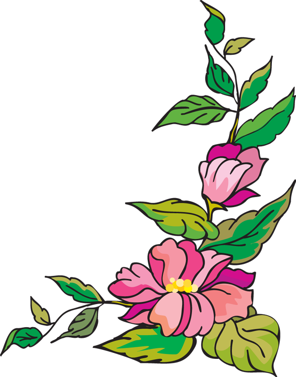 Flower border panda free. Clipart rose curved
