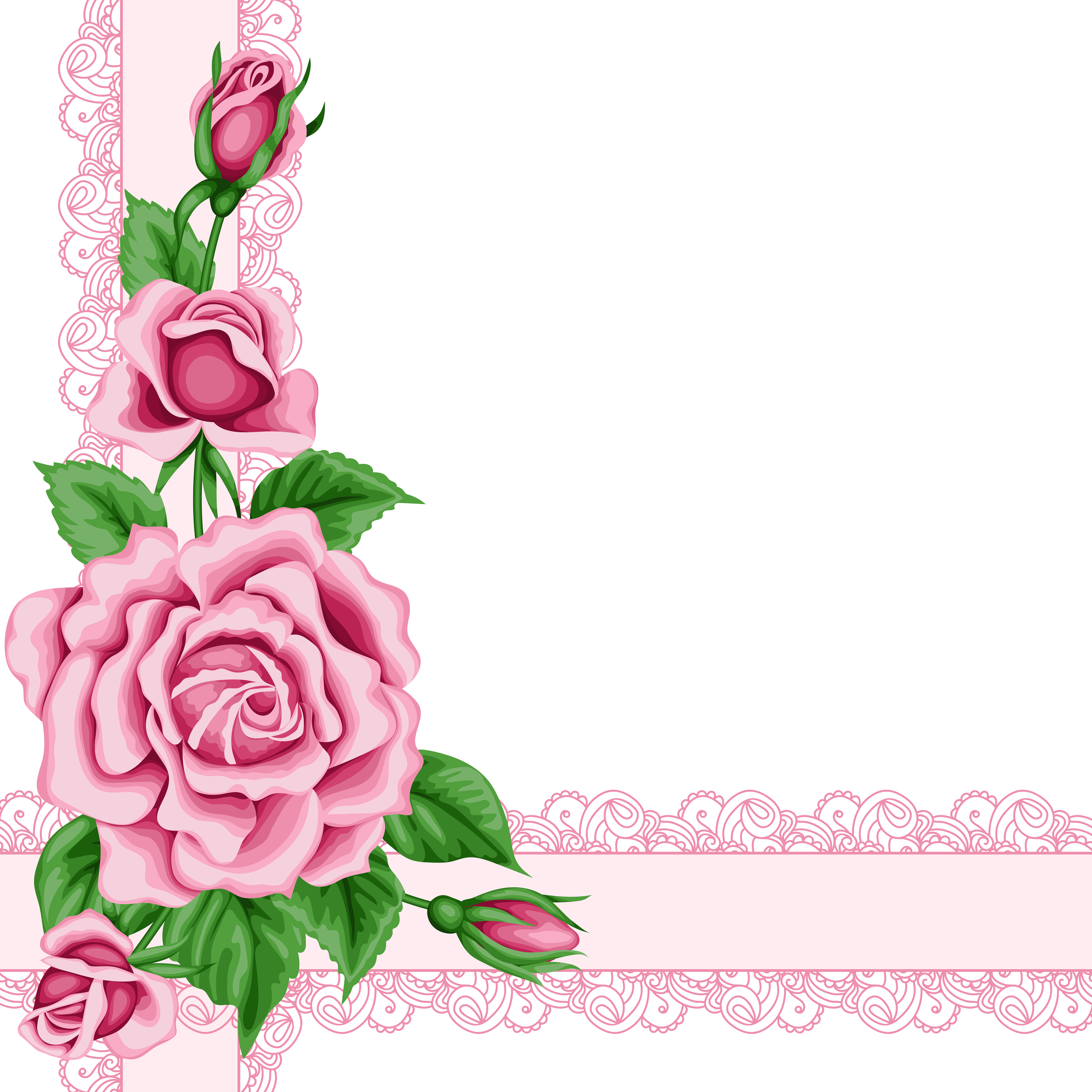 Roses decoration png image. Clipart border pink rose