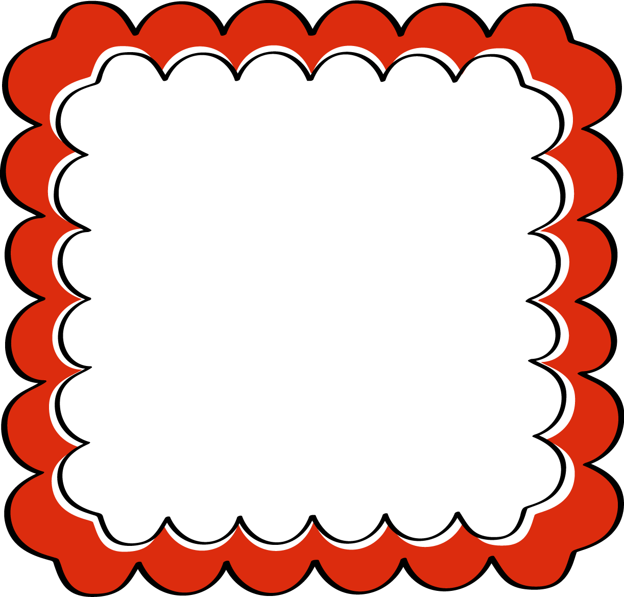 Scrapbook and borders scalloped. Clipart frames red