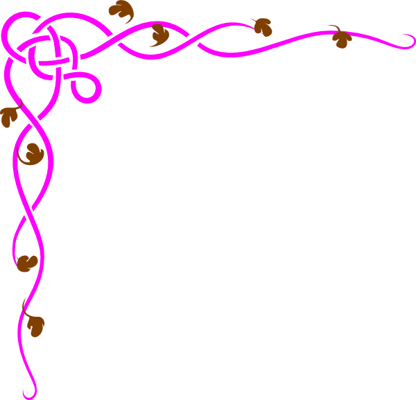 Pink brown flower clip. Flowers clipart border line