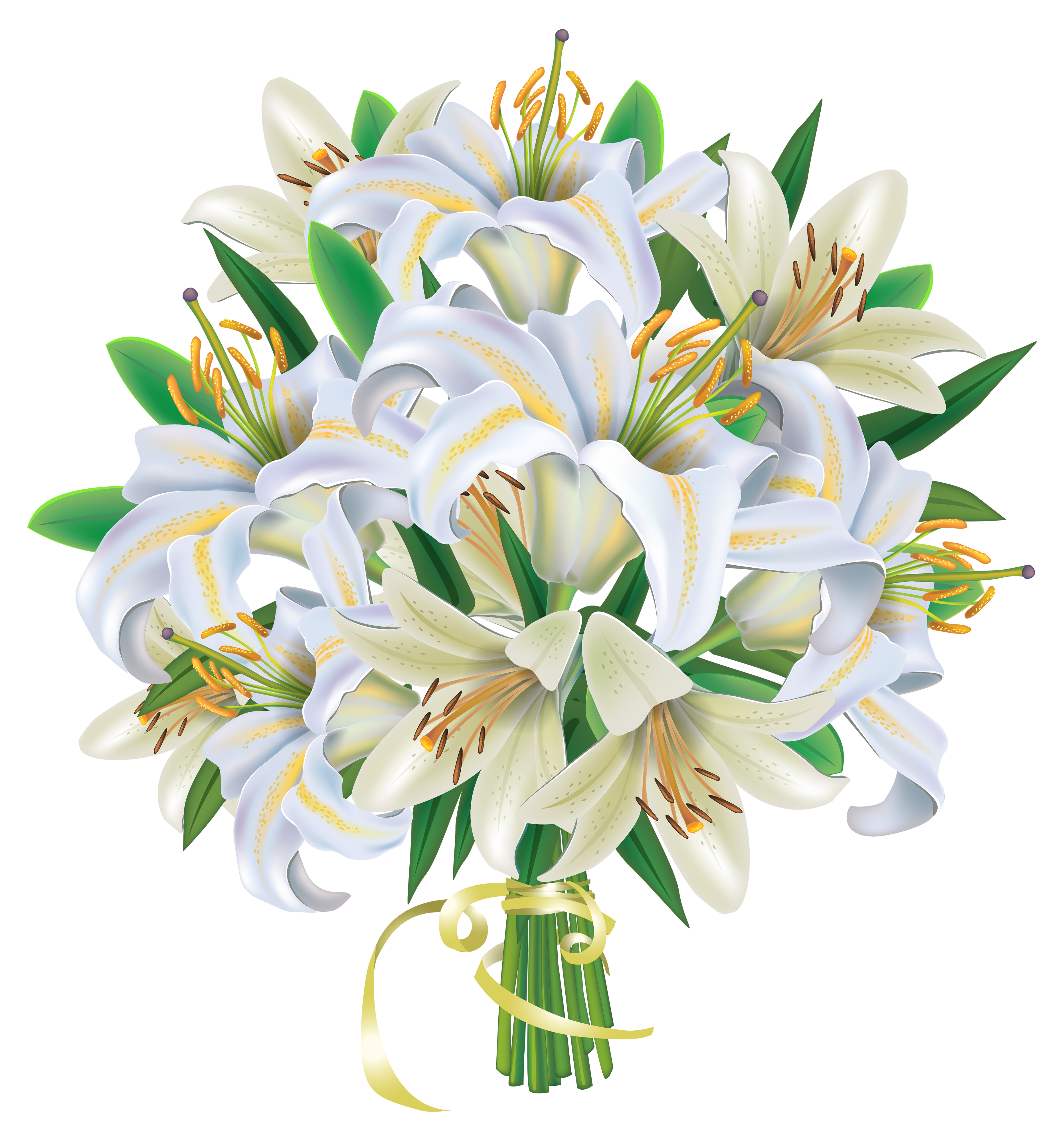 Clipart roses swirl. White lilies flowers bouquet