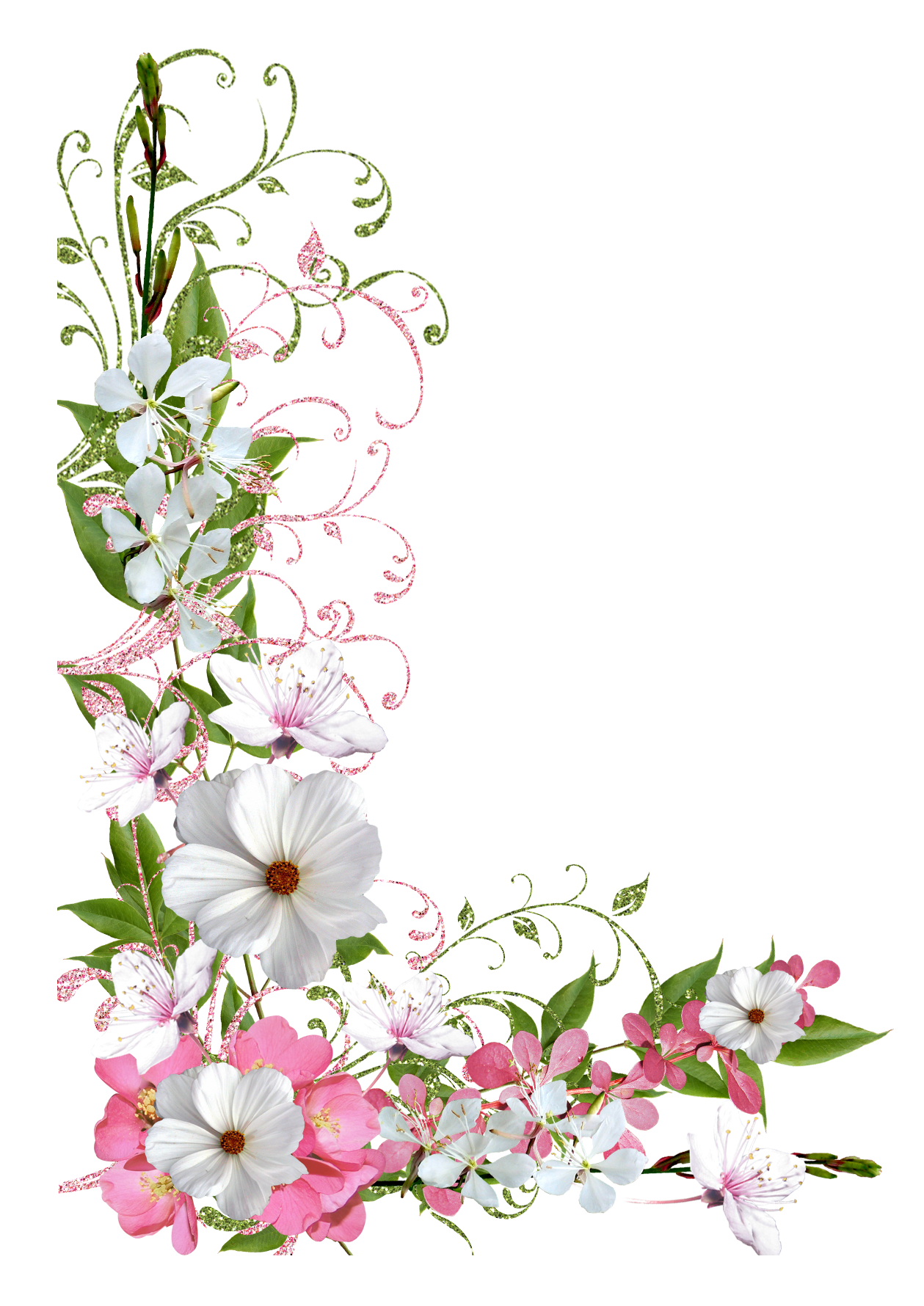 Garland clipart spring. Pink and green decor