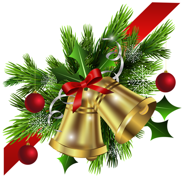 Clipart bow christmas tree decoration. Red and bells corner