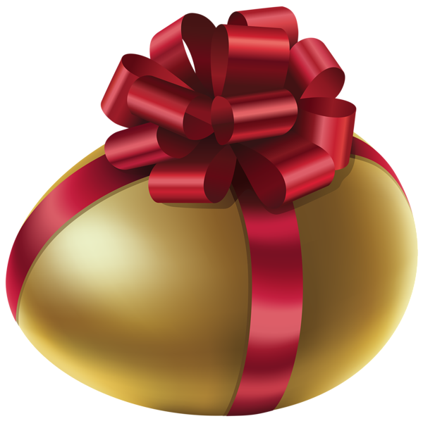 Gold clipart easter egg. Golden with red bow