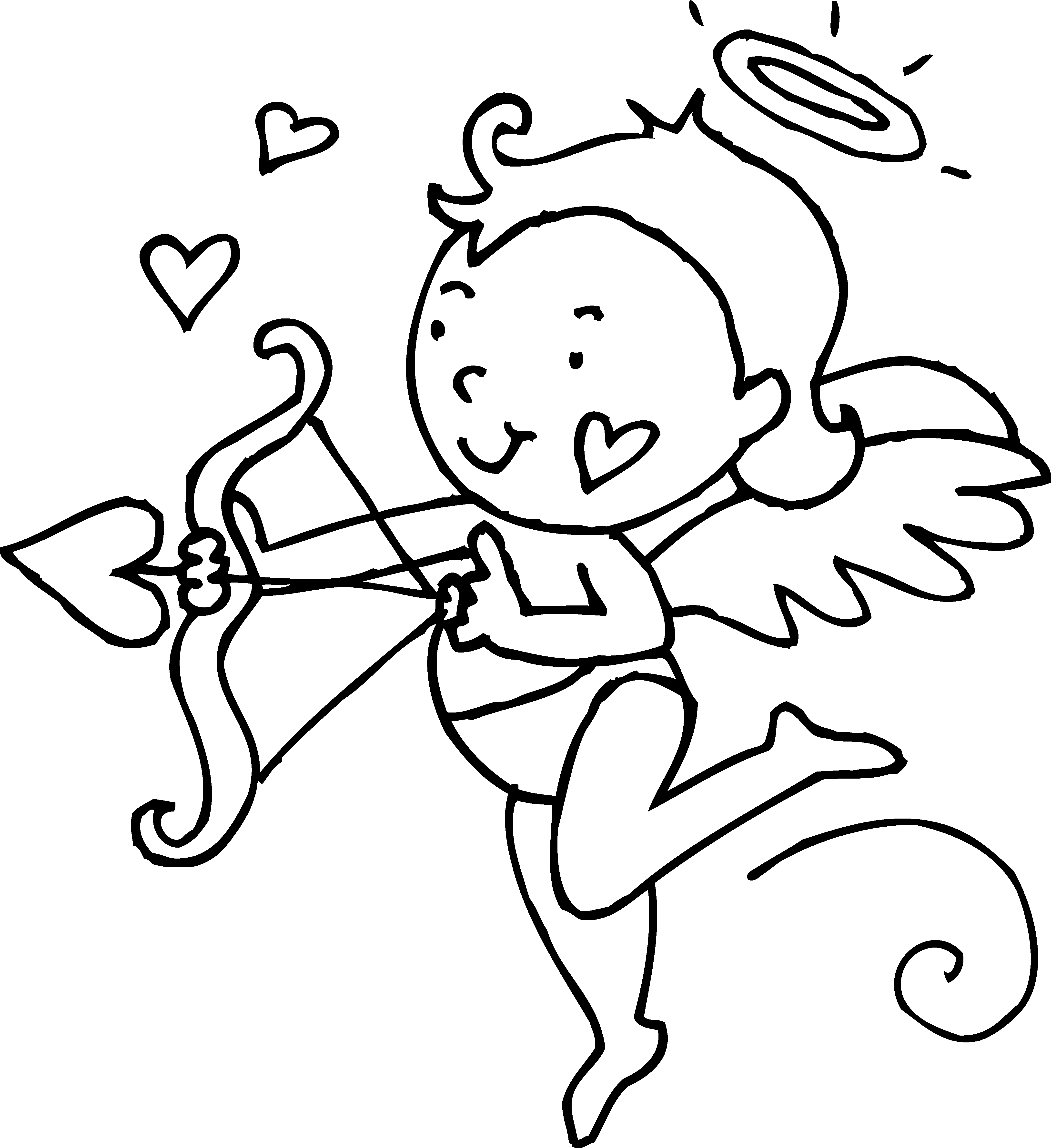Clipart penquin valentines. Cute cupid coloring page