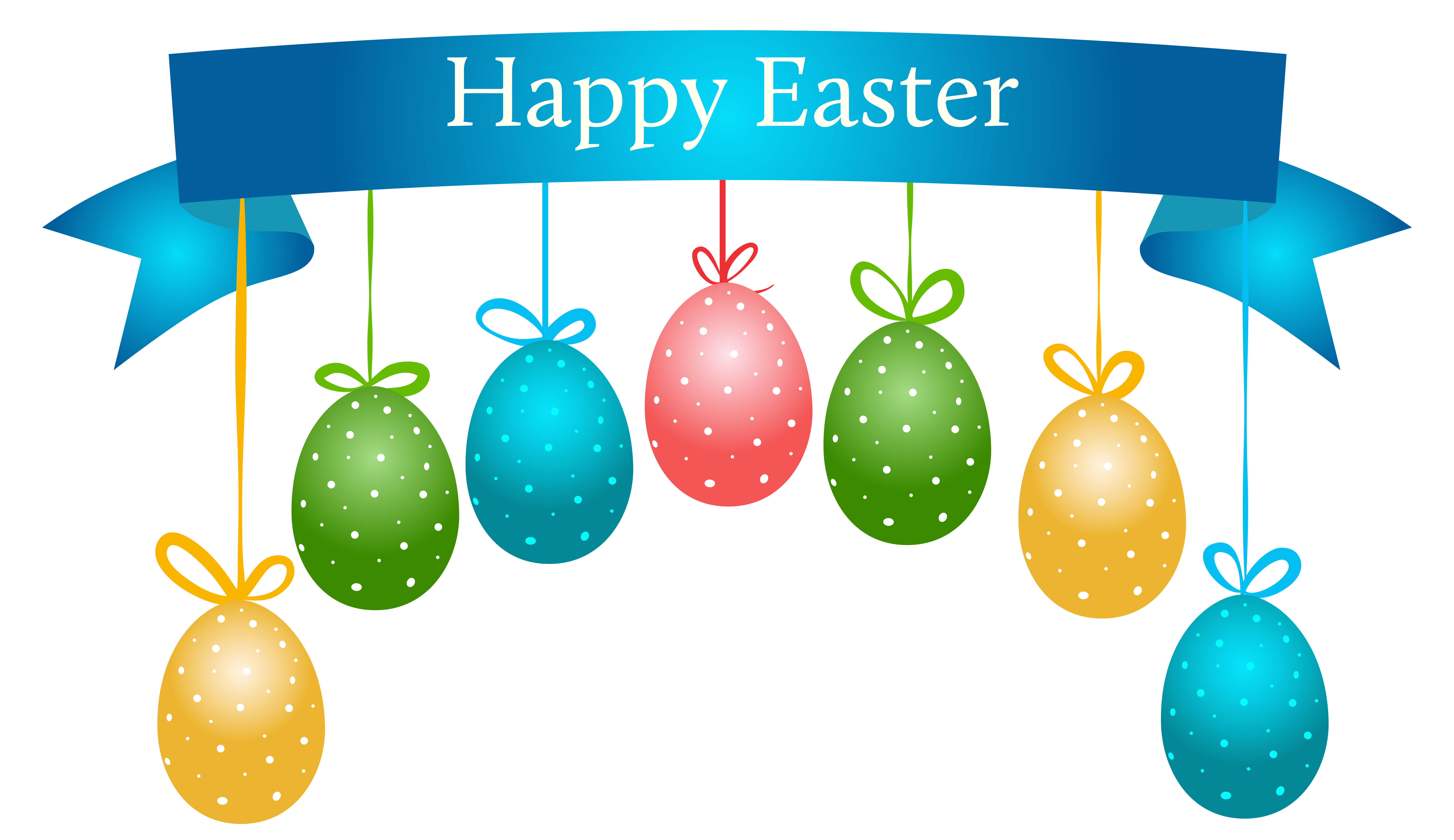Happy banner with hanging. Holiday clipart easter