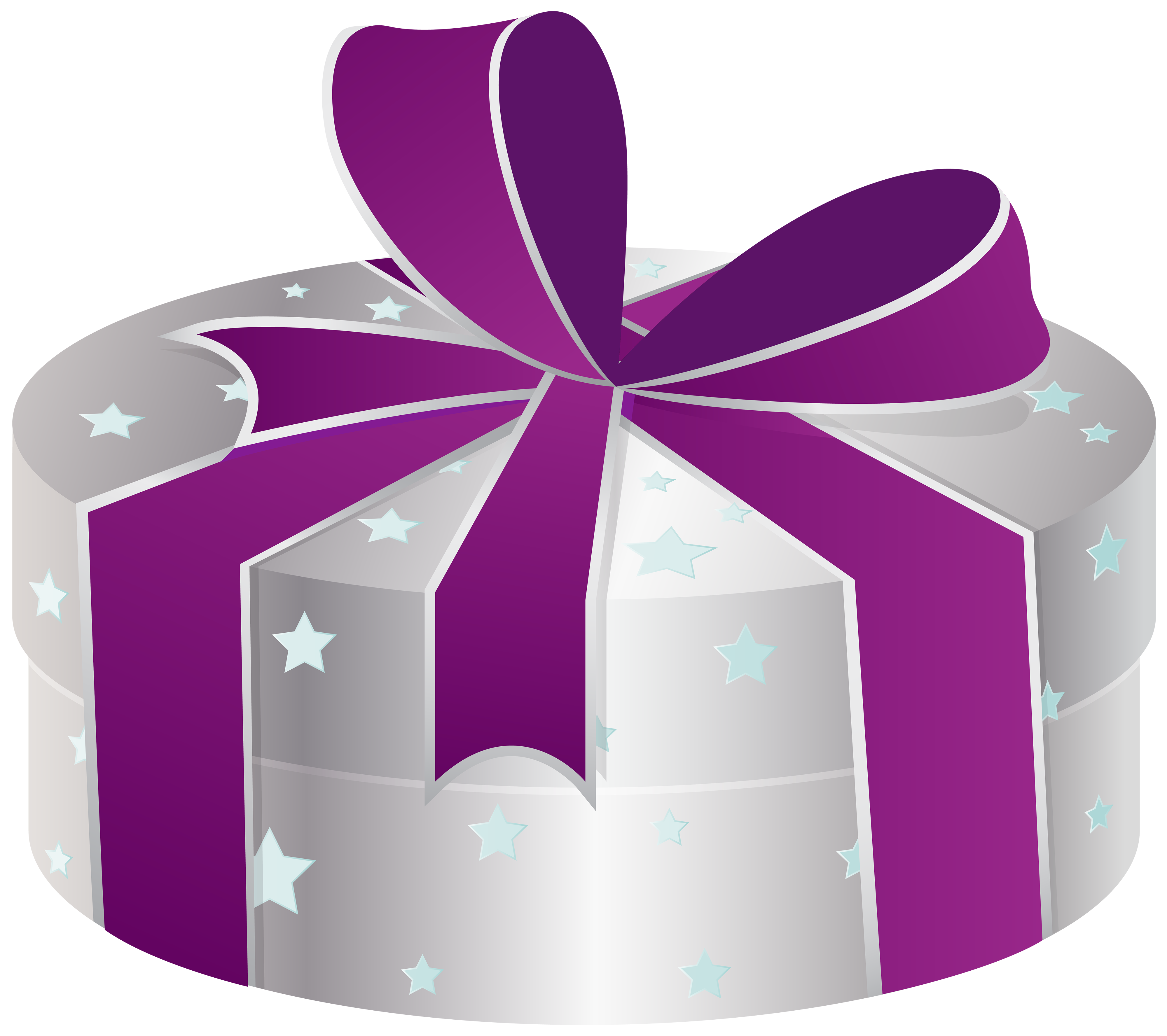 Silver gift with stars. Clipart box canned food
