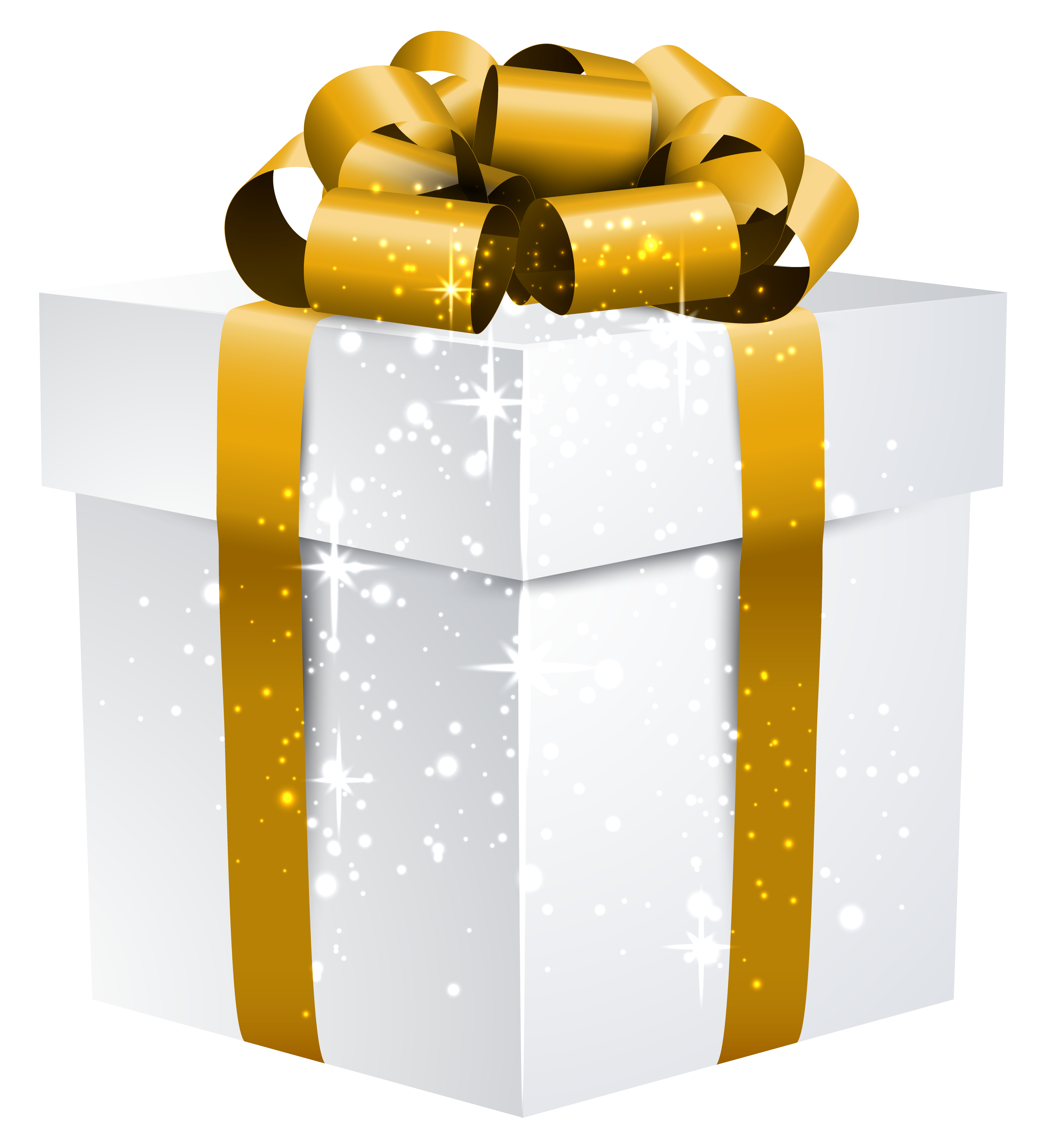 Shining gift box with. White clipart present