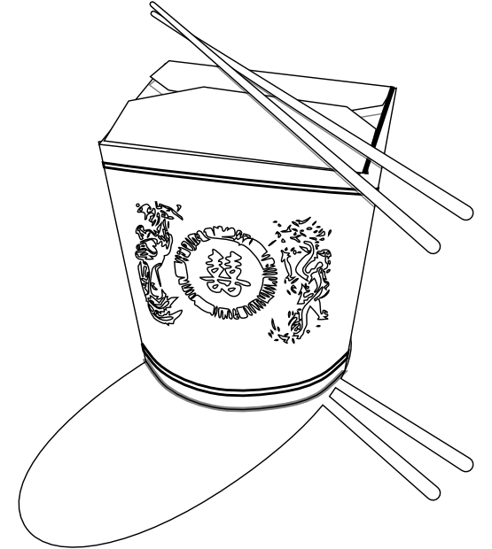 Chinese food pencil in. Clipart box black and white