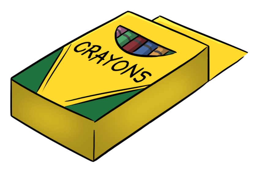 Clipart box black and white. Of crayons clip art