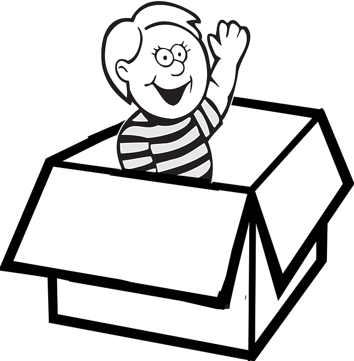 clipart box black and white