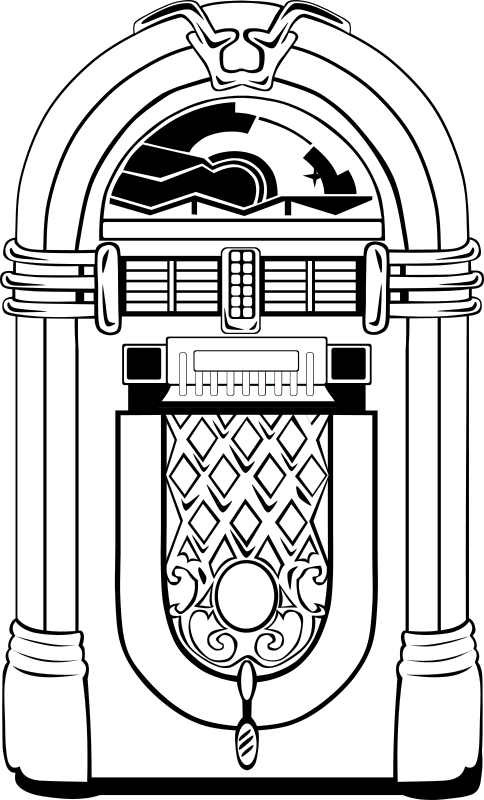 Free fifties jukebox coloring. Record clipart vector