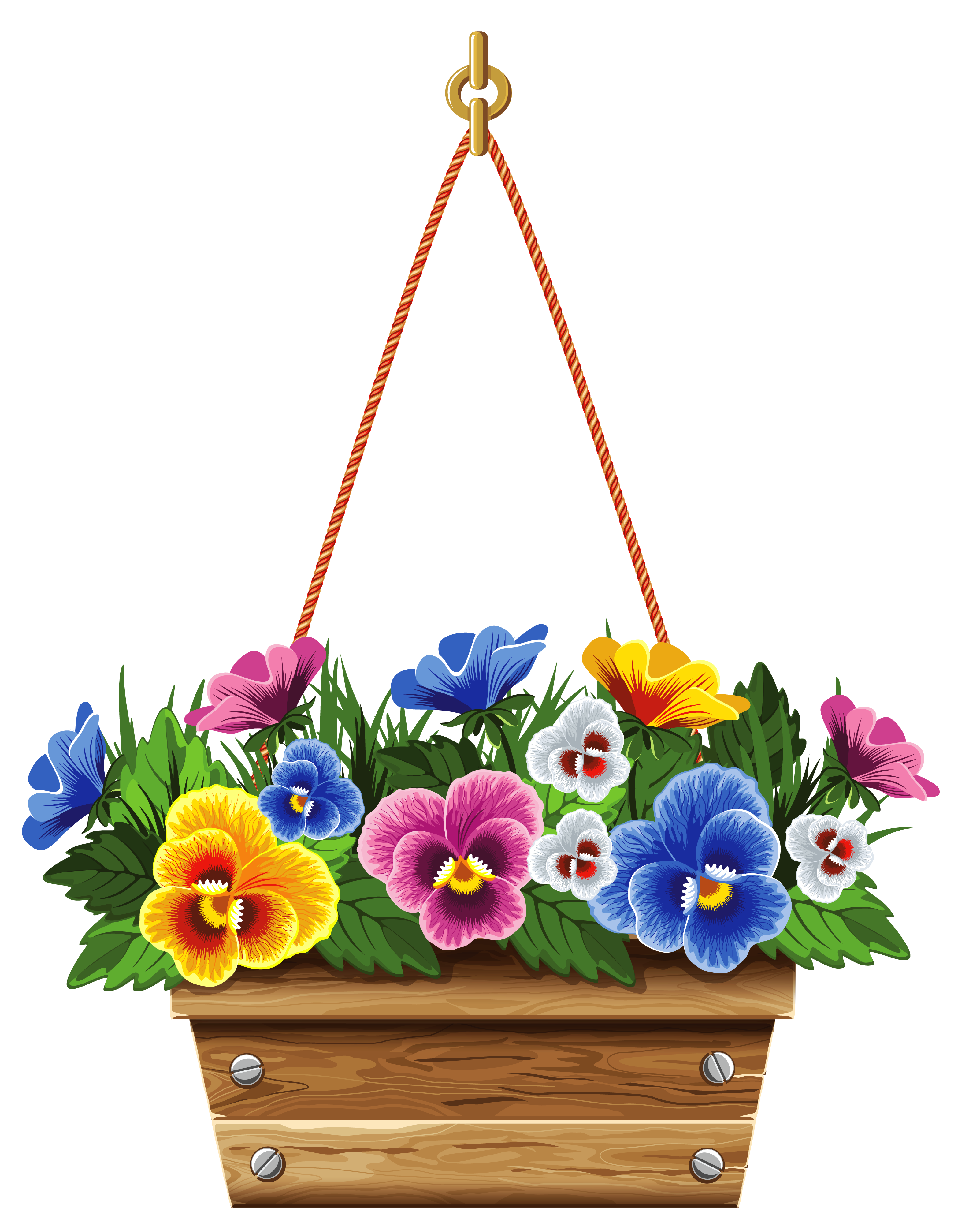 Gifts clipart flower. Hanging box with violets