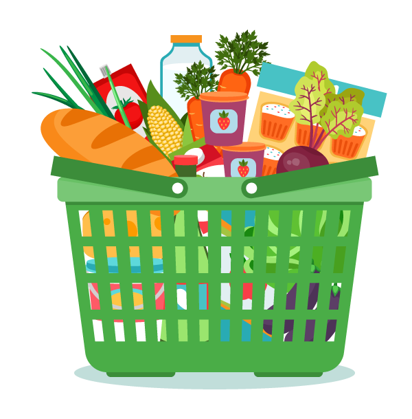 Organic fruit vegetables delivered. Nutrition clipart grocery