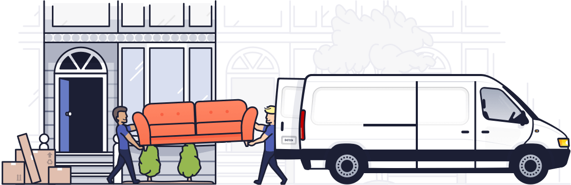 Clipart box house move. Kangoo small and full